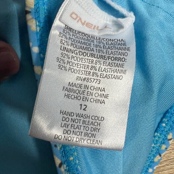 O'Neill Swim Bikini Top Girls Size 12 Braided Racerback Light Blue Yellow NEW‎ - Picture 2 of 5